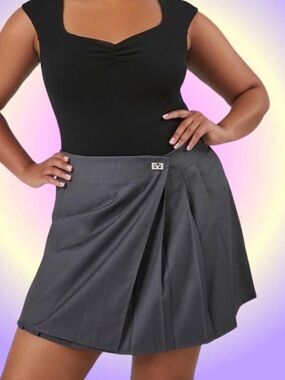 Forever 21 Gray Pleated Wrap Skirt